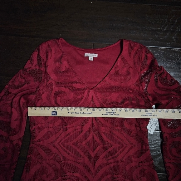New Dressbarn Dark Red Lace Dress Size 14 - Picture 11 of 12